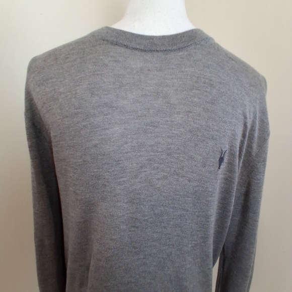 All Saints Mode Merino Crew Neck Ramskull Grey Sweater Size M - Picture 3 of 9